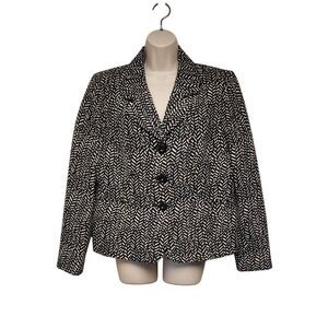 Jones Studio Single Breasted Long Sleeve Blazer Jacket 12 Color Black/Cream
